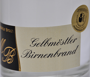 Etikett Gelbmöstler Birnenbrand 0.5 L - Manufaktur Broch