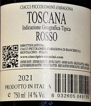 Etikett CIACCI IGT DOC 2021 - Tenuta Ciacci Piccolomini d'Aragona