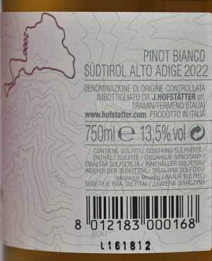 Etikett Weißburgunder - Pinot Bianco 2018 - Weingut J. Hofstätter