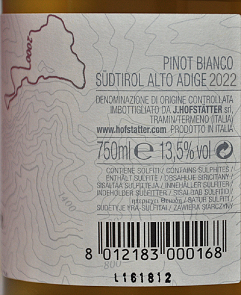 Etikett Weißburgunder - Pinot Bianco 2018 - Weingut J. Hofstätter